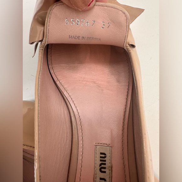 Miu Miu Patent Leather Smoking Slipper with Bow, Natural Size 37 size 6.5 US - Picture 4 of 14